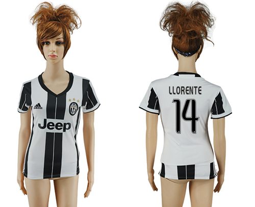 Women's Juventus #14 Llorente Home Soccer Club Jersey - Click Image to Close
